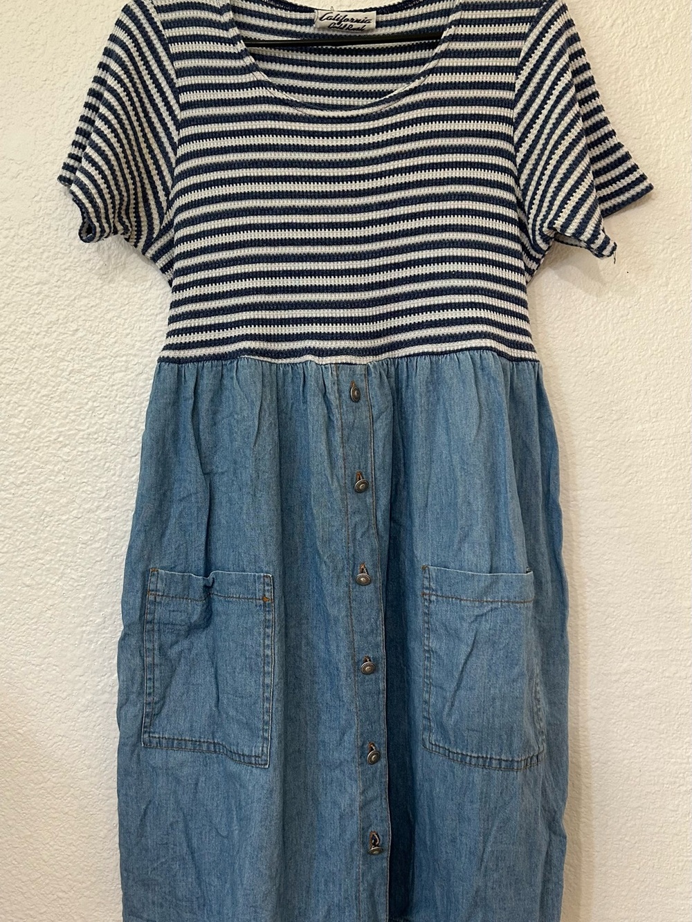 Girls' Blue Stripe Denim Dress